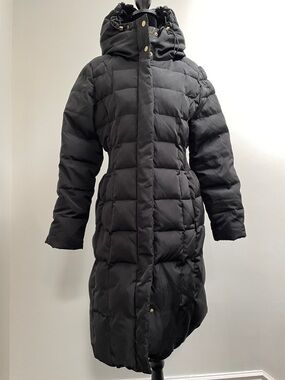 Cole Haan Signature Down Puffer Coat Black Hooded Long Jacket Size M